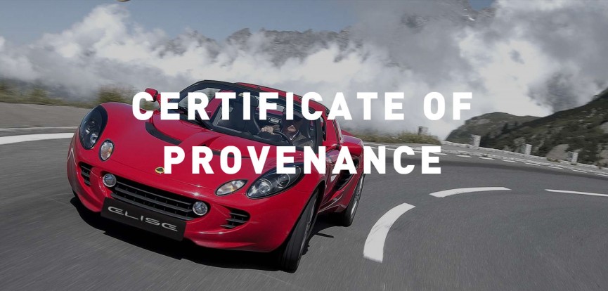 Lotus Certificate of Provenance