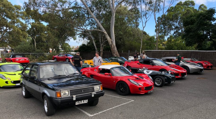 David and Edwina Baird's Lotus Talbot has pride of place at the meeting place (M Tiddy)